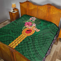 Personalised Manuʻa Islands Quilt Polynesian Style with Rooster Tattoo and Tropical Plants LT03 - Polynesian Pride