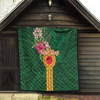 Personalised Manuʻa Islands Quilt Polynesian Style with Rooster Tattoo and Tropical Plants LT03 - Polynesian Pride