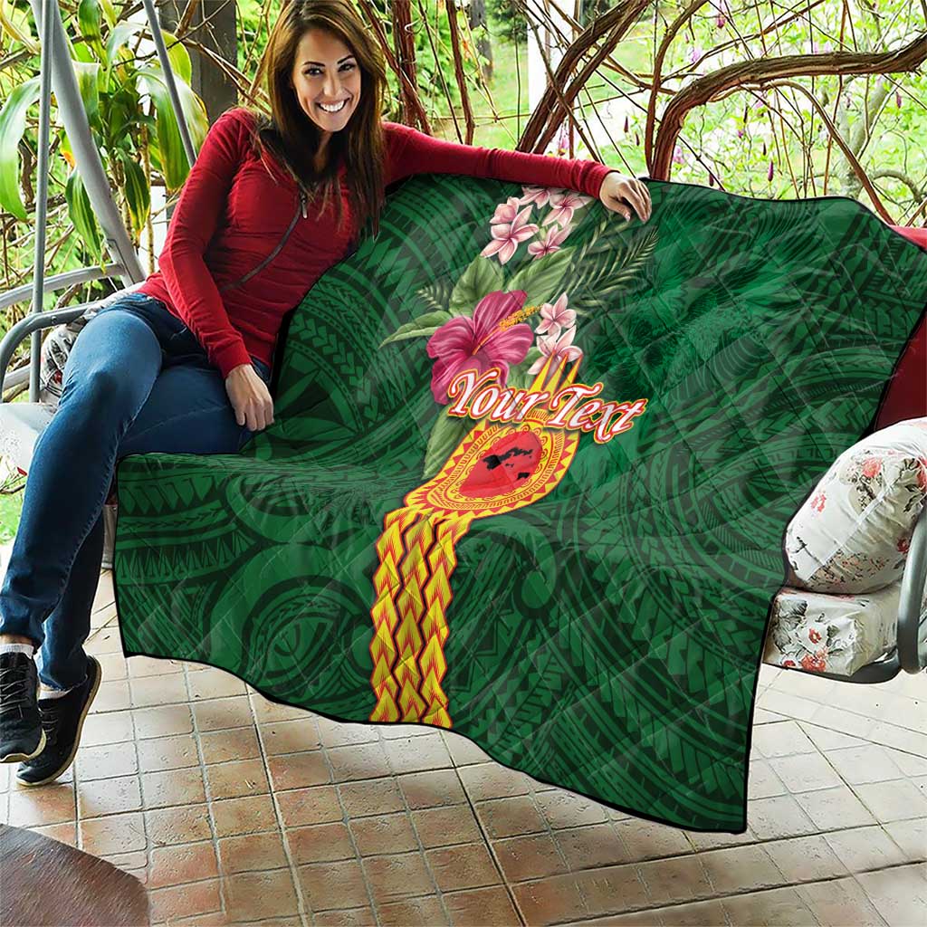 Personalised Manuʻa Islands Quilt Polynesian Style with Rooster Tattoo and Tropical Plants LT03 - Polynesian Pride