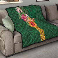 Personalised Manuʻa Islands Quilt Polynesian Style with Rooster Tattoo and Tropical Plants LT03 - Polynesian Pride