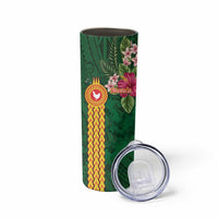 Personalised Manuʻa Skinny Tumbler Polynesian Style with Rooster Tattoo and Tropical Plants LT03 - Polynesian Pride