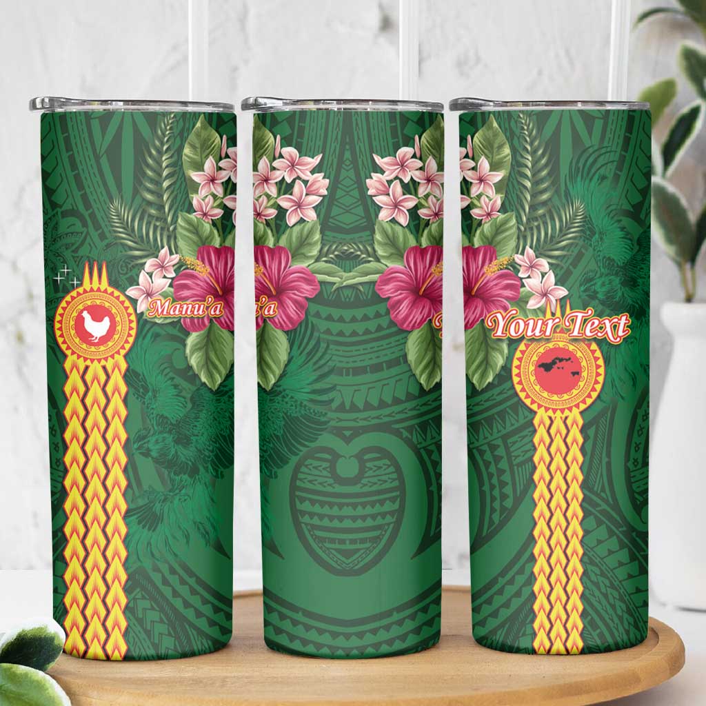 Personalised Manuʻa Skinny Tumbler Polynesian Style with Rooster Tattoo and Tropical Plants LT03 - Polynesian Pride