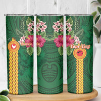 Personalised Manuʻa Skinny Tumbler Polynesian Style with Rooster Tattoo and Tropical Plants LT03 - Polynesian Pride