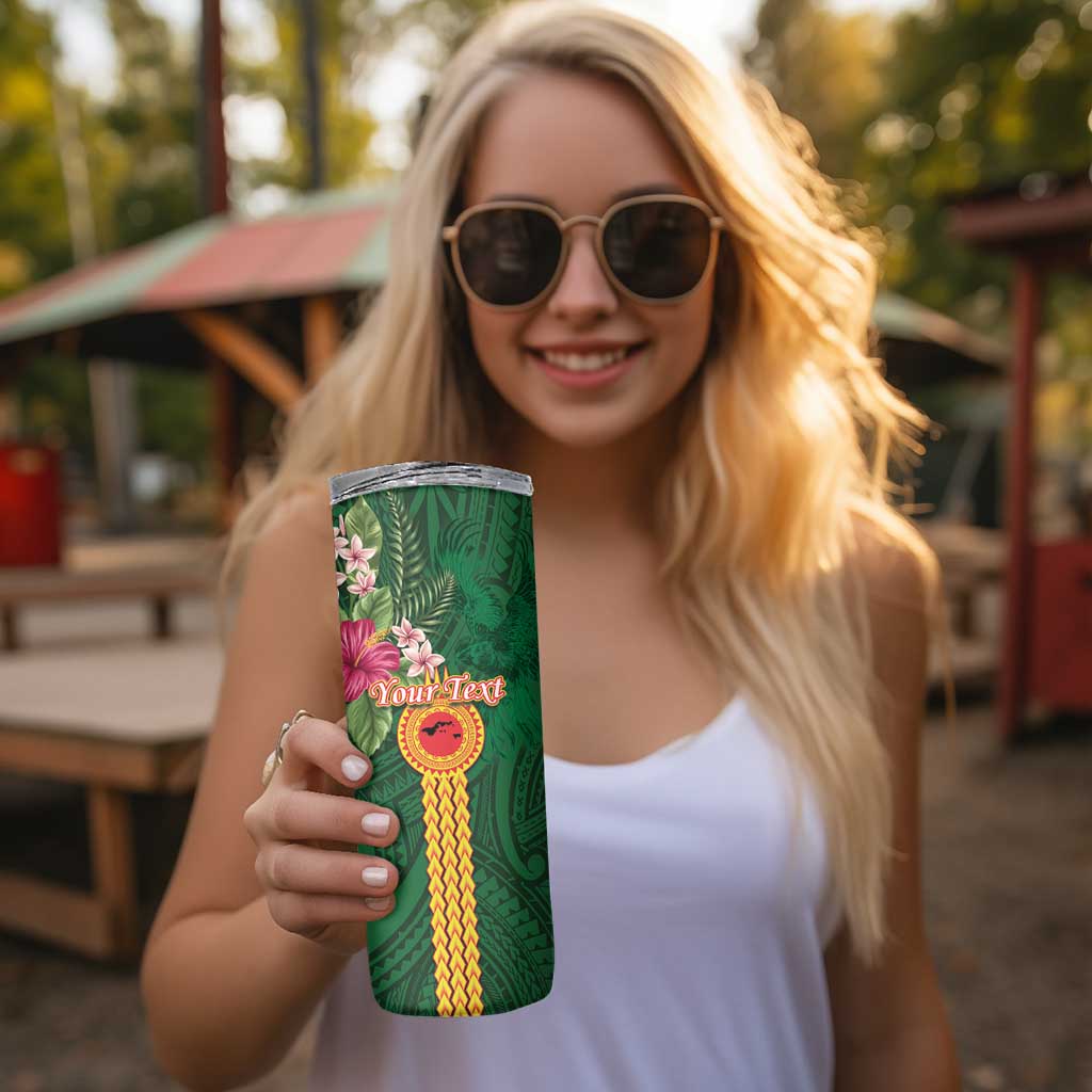 Personalised Manuʻa Skinny Tumbler Polynesian Style with Rooster Tattoo and Tropical Plants LT03 - Polynesian Pride