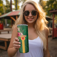 Personalised Manuʻa Skinny Tumbler Polynesian Style with Rooster Tattoo and Tropical Plants LT03 - Polynesian Pride