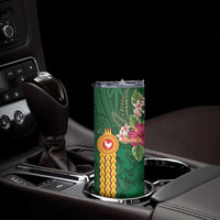 Personalised Manuʻa Skinny Tumbler Polynesian Style with Rooster Tattoo and Tropical Plants LT03 - Polynesian Pride