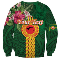 Manuʻa Islands Sweatshirt Polynesian Style with Rooster Tattoo and Tropical Plants