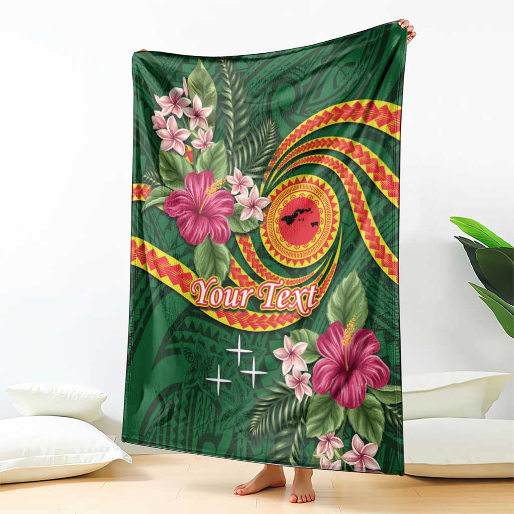 Manuʻa Islands Blanket Polynesian Art Tattoo Style and Tropical Plants