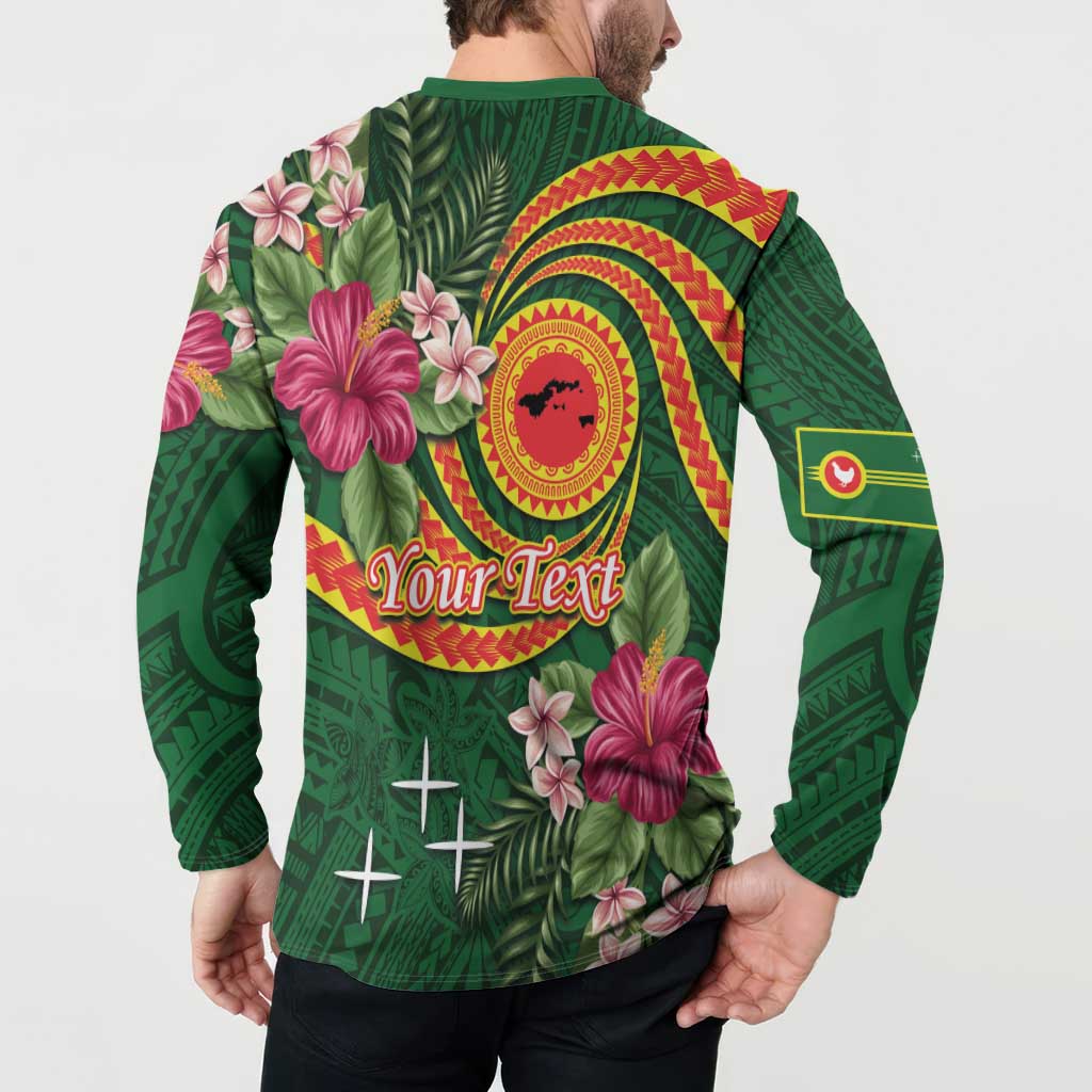 Manuʻa Islands Button Sweatshirt Polynesian Art Tattoo Style and Tropical Plants