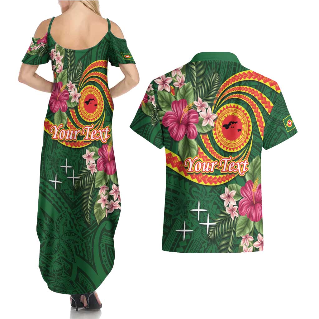Personalised Manuʻa Islands Couples Matching Summer Maxi Dress and Hawaiian Shirt Polynesian Art Tattoo Style and Tropical Plants LT03 - Polynesian Pride