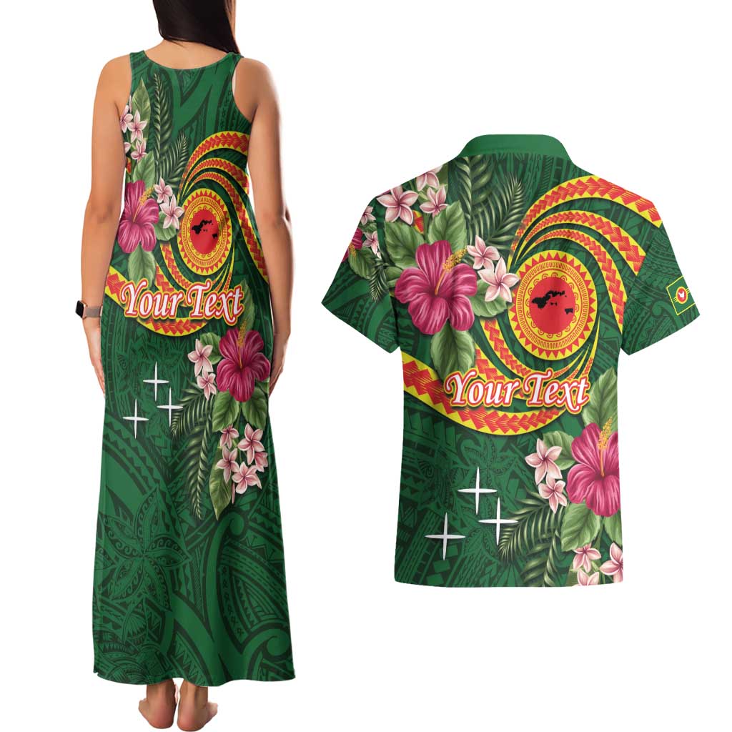 Personalised Manuʻa Islands Couples Matching Tank Maxi Dress and Hawaiian Shirt Polynesian Art Tattoo Style and Tropical Plants LT03 - Polynesian Pride