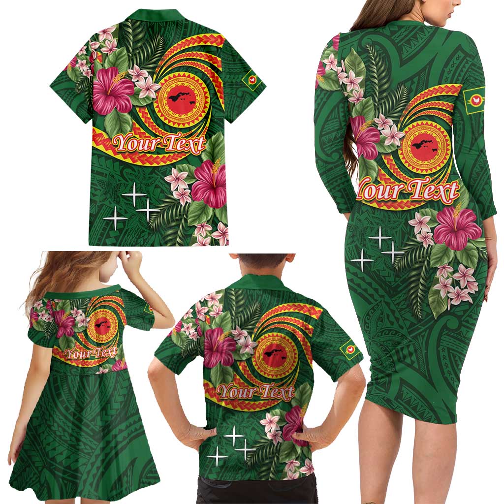Personalised Manuʻa Islands Family Matching Long Sleeve Bodycon Dress and Hawaiian Shirt Polynesian Art Tattoo Style and Tropical Plants LT03 - Polynesian Pride