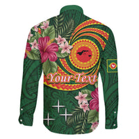 Personalised Manuʻa Islands Family Matching Off The Shoulder Long Sleeve Dress and Hawaiian Shirt Polynesian Art Tattoo Style and Tropical Plants LT03 - Polynesian Pride