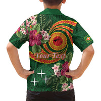 Personalised Manuʻa Islands Family Matching Off Shoulder Maxi Dress and Hawaiian Shirt Polynesian Art Tattoo Style and Tropical Plants LT03 - Polynesian Pride