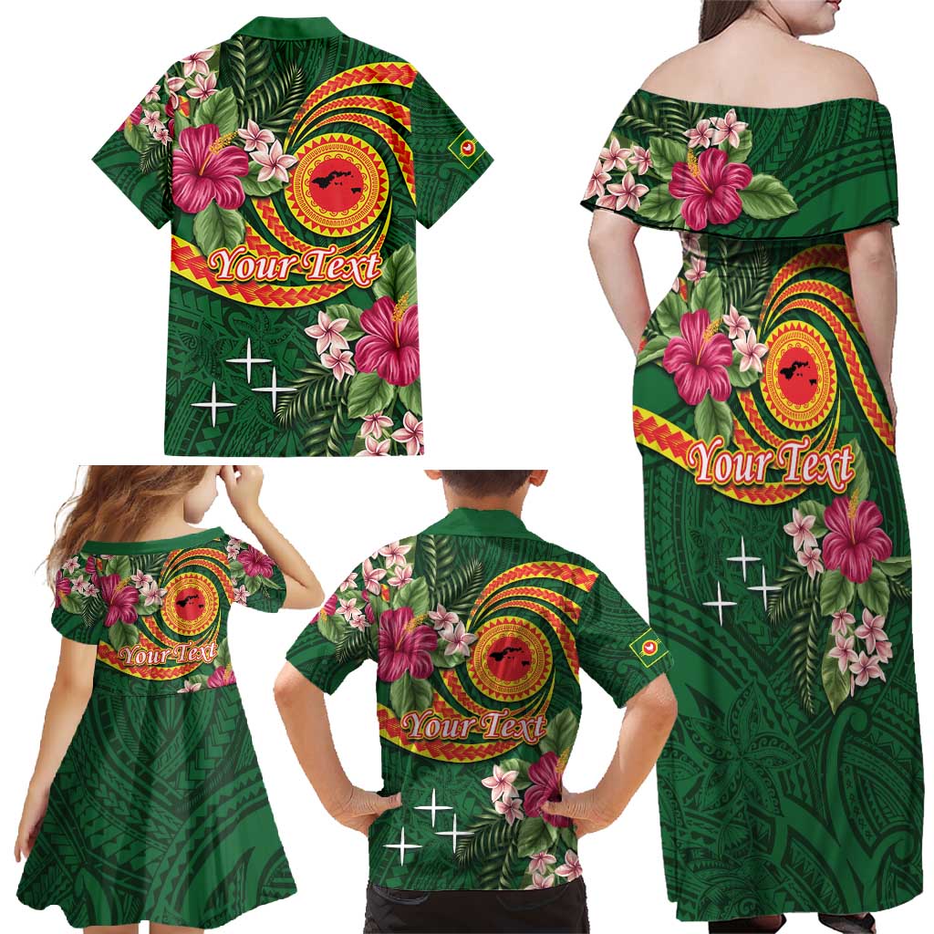 Personalised Manuʻa Islands Family Matching Off Shoulder Maxi Dress and Hawaiian Shirt Polynesian Art Tattoo Style and Tropical Plants LT03 - Polynesian Pride