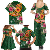Personalised Manuʻa Islands Family Matching Summer Maxi Dress and Hawaiian Shirt Polynesian Art Tattoo Style and Tropical Plants LT03 - Polynesian Pride