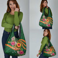 Manuʻa Islands Grocery Bag Polynesian Art Tattoo Style and Tropical Plants