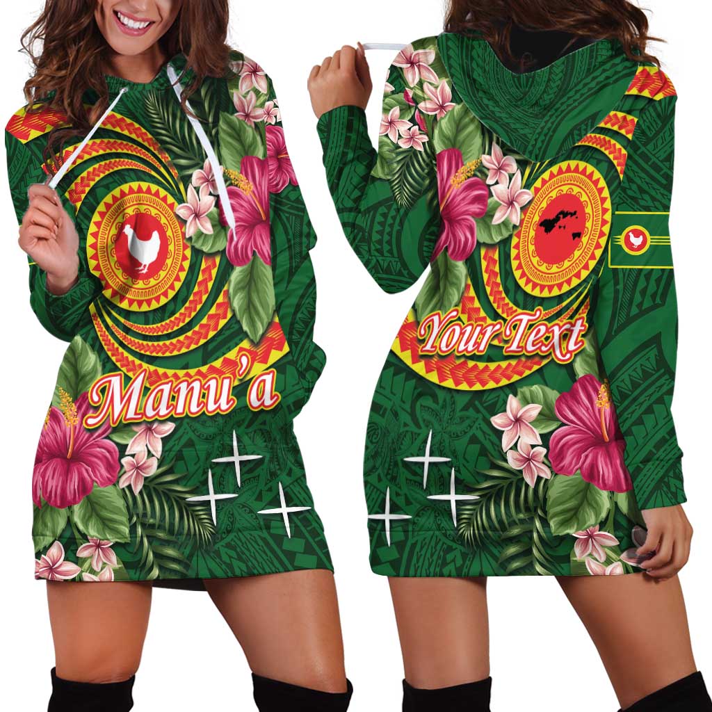 Personalised Manuʻa Islands Hoodie Dress Polynesian Art Tattoo Style and Tropical Plants LT03 - Polynesian Pride