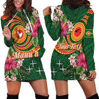 Personalised Manuʻa Islands Hoodie Dress Polynesian Art Tattoo Style and Tropical Plants LT03 - Polynesian Pride