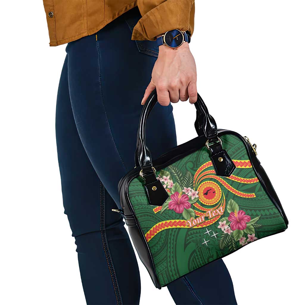 Manuʻa Islands Shoulder Handbag Polynesian Art Tattoo Style and Tropical Plants