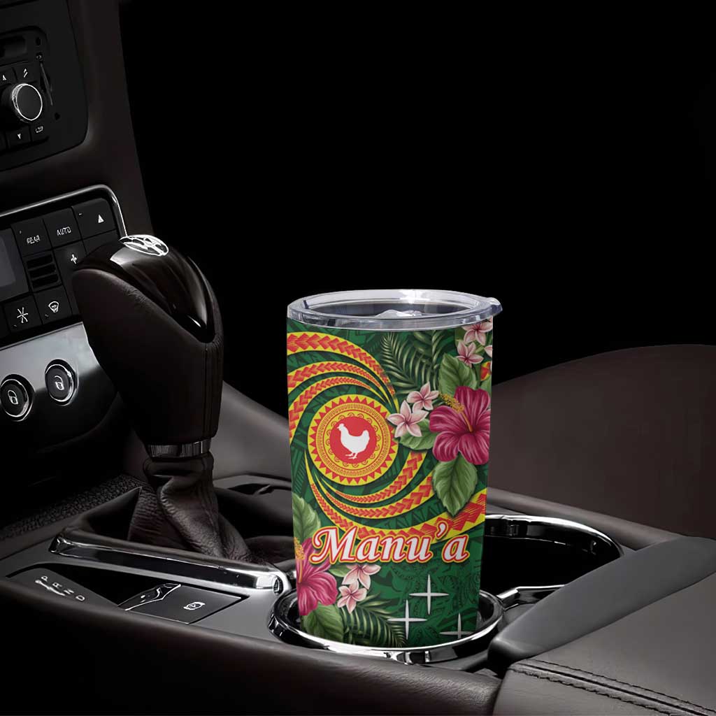 Manu'a Tumbler Cup Polynesian Art Tattoo Style and Tropical Plants