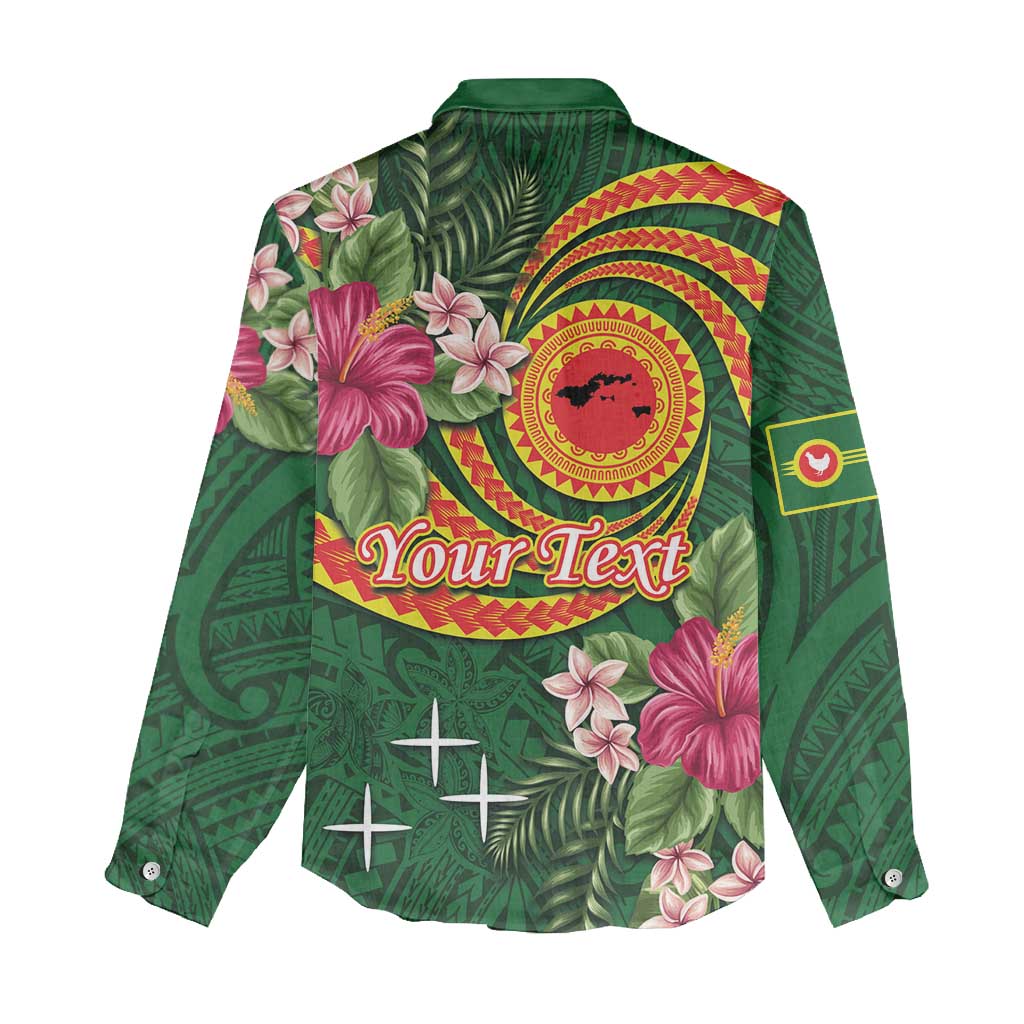 Personalised Manuʻa Islands Women Casual Shirt Polynesian Art Tattoo Style and Tropical Plants LT03 - Polynesian Pride