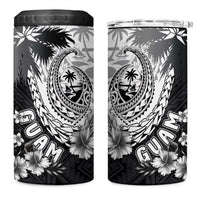Hafa Adai Guam 4 in 1 Can Cooler Tumbler Polynesian Palm Tree Tattoo Hibiscus and Plumeria Art LT03 One Size: 16 oz Black - Polynesian Pride