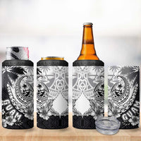 Hafa Adai Guam 4 in 1 Can Cooler Tumbler Polynesian Palm Tree Tattoo Hibiscus and Plumeria Art LT03 - Polynesian Pride