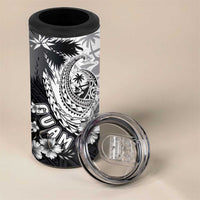 Hafa Adai Guam 4 in 1 Can Cooler Tumbler Polynesian Palm Tree Tattoo Hibiscus and Plumeria Art LT03 - Polynesian Pride