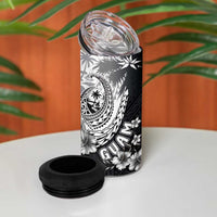Hafa Adai Guam 4 in 1 Can Cooler Tumbler Polynesian Palm Tree Tattoo Hibiscus and Plumeria Art LT03 - Polynesian Pride