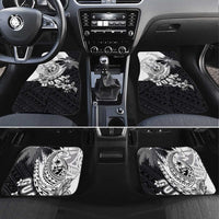 Hafa Adai Guam Car Mats Polynesian Palm Tree Tattoo Hibiscus and Plumeria Art LT03 Set 4pcs Black - Polynesian Pride