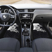 Hafa Adai Guam Car Mats Polynesian Palm Tree Tattoo Hibiscus and Plumeria Art LT03 Set 2pcs - Front Black - Polynesian Pride