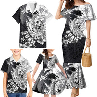 Hafa Adai Guam Family Matching Mermaid Dress and Hawaiian Shirt Polynesian Palm Tree Tattoo Hibiscus and Plumeria Art LT03 - Polynesian Pride
