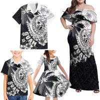 Hafa Adai Guam Family Matching Off Shoulder Maxi Dress and Hawaiian Shirt Polynesian Palm Tree Tattoo Hibiscus and Plumeria Art LT03 - Polynesian Pride