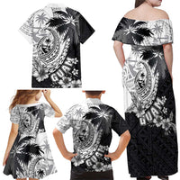Hafa Adai Guam Family Matching Off Shoulder Maxi Dress and Hawaiian Shirt Polynesian Palm Tree Tattoo Hibiscus and Plumeria Art LT03 - Polynesian Pride
