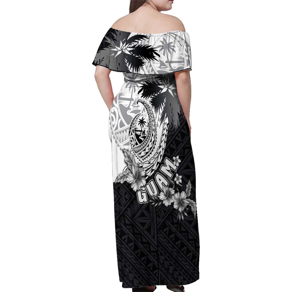 Hafa Adai Guam Family Matching Off Shoulder Maxi Dress and Hawaiian Shirt Polynesian Palm Tree Tattoo Hibiscus and Plumeria Art LT03 - Polynesian Pride