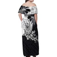Hafa Adai Guam Family Matching Off Shoulder Maxi Dress and Hawaiian Shirt Polynesian Palm Tree Tattoo Hibiscus and Plumeria Art LT03 - Polynesian Pride