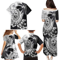 Hafa Adai Guam Family Matching Puletasi and Hawaiian Shirt Polynesian Palm Tree Tattoo Hibiscus and Plumeria Art LT03 - Polynesian Pride