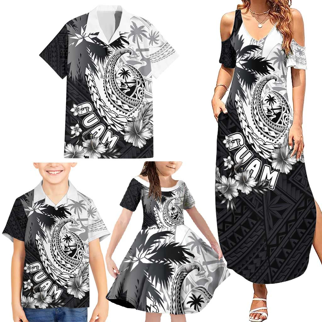 Hafa Adai Guam Family Matching Summer Maxi Dress and Hawaiian Shirt Polynesian Palm Tree Tattoo Hibiscus and Plumeria Art LT03 - Polynesian Pride