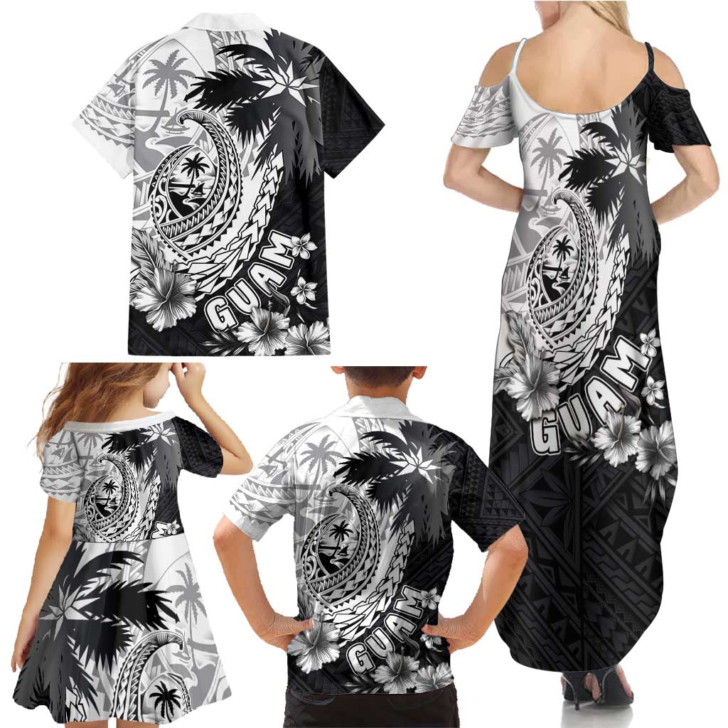 Hafa Adai Guam Family Matching Summer Maxi Dress and Hawaiian Shirt Polynesian Palm Tree Tattoo Hibiscus and Plumeria Art LT03 - Polynesian Pride