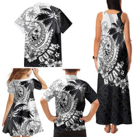 Hafa Adai Guam Family Matching Tank Maxi Dress and Hawaiian Shirt Polynesian Palm Tree Tattoo Hibiscus and Plumeria Art LT03 - Polynesian Pride