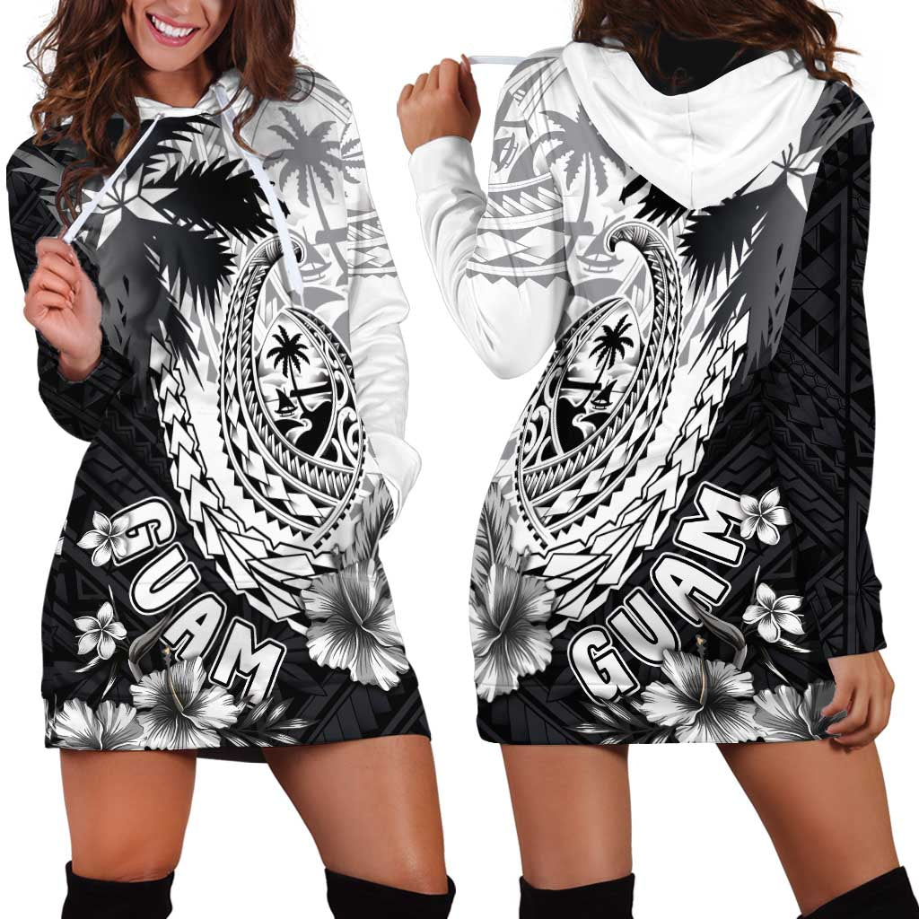 Hafa Adai Guam Hoodie Dress Polynesian Palm Tree Tattoo Hibiscus and Plumeria Art LT03 - Polynesian Pride
