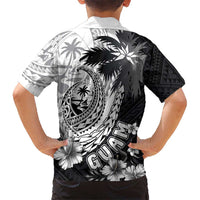 Hafa Adai Guam Kid Hawaiian Shirt Polynesian Palm Tree Tattoo Hibiscus and Plumeria Art LT03 - Polynesian Pride