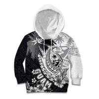Hafa Adai Guam Kid Hoodie Polynesian Palm Tree Tattoo Hibiscus and Plumeria Art LT03 Hoodie Black - Polynesian Pride