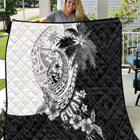 Hafa Adai Guam Quilt Polynesian Palm Tree Tattoo Hibiscus and Plumeria Art LT03 Black - Polynesian Pride