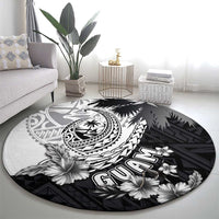 Hafa Adai Guam Round Carpet Polynesian Palm Tree Tattoo Hibiscus and Plumeria Art LT03 - Polynesian Pride
