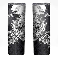 Hafa Adai Guam Skinny Tumbler Polynesian Palm Tree Tattoo Hibiscus and Plumeria Art LT03 Black - Polynesian Pride