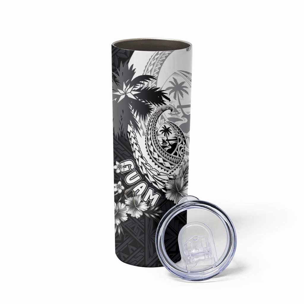 Hafa Adai Guam Skinny Tumbler Polynesian Palm Tree Tattoo Hibiscus and Plumeria Art LT03 - Polynesian Pride