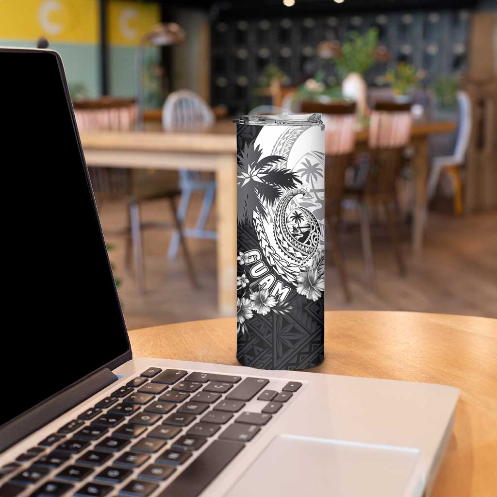 Hafa Adai Guam Skinny Tumbler Polynesian Palm Tree Tattoo Hibiscus and Plumeria Art LT03 - Polynesian Pride
