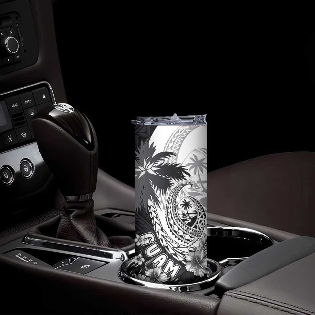 Hafa Adai Guam Skinny Tumbler Polynesian Palm Tree Tattoo Hibiscus and Plumeria Art LT03 - Polynesian Pride